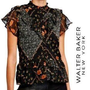 Walter Baker Ruffled Floral Blouse Top